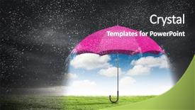  Presentation with shield - Cool new PPT theme with 3d shield - color umbrella in sky mixed backdrop and a dark gray colored foreground