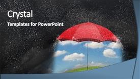  Presentation with shield - Colorful presentation design enhanced with 3d shield - color umbrella in sky mixed backdrop and a  colored foreground