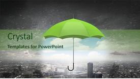  Presentation with umbrella - Theme having 3d shield - color umbrella in sky mixed background and a  colored foreground