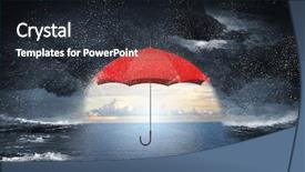  Presentation with shield - Amazing theme having 3d shield - color umbrella in sky mixed backdrop and a  colored foreground