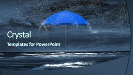  Presentation with shield - Colorful PPT theme enhanced with 3d shield - color umbrella in sky mixed backdrop and a ocean colored foreground