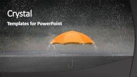  Presentation with umbrella - Colorful PPT theme enhanced with 3d shield - color umbrella in sky mixed backdrop and a dark gray colored foreground