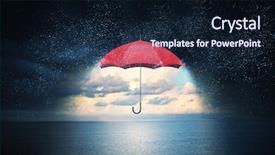  Presentation with umbrella - PPT layouts consisting of 3d shield - color umbrella in sky mixed background and a wine colored foreground