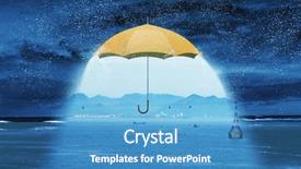  Presentation with shield - PPT theme featuring 3d shield - color umbrella in sky mixed background and a  colored foreground