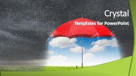  Presentation with umbrella - PPT layouts enhanced with 3d shield - color umbrella in sky mixed background and a dark gray colored foreground