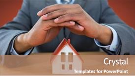  Presentation with house - Audience pleasing PPT layouts consisting of 3d shield - house model protected by models backdrop and a  colored foreground