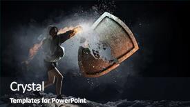  Presentation with shield - Beautiful theme featuring 3d shield - young boxer woman mixed media backdrop and a wine colored foreground