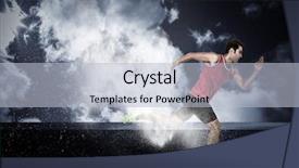  Presentation with athlete - Audience pleasing presentation consisting of 3d shoe - confident male athlete running backdrop and a light blue colored foreground