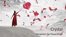  Presentation with red - Amazing PPT layouts having 3d shoe - woman in passionate red dress backdrop and a light gray colored foreground