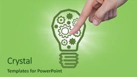  Presentation with graphic - PPT layouts having 3d simple blank - hand pointing at cogs background and a seafoam green colored foreground