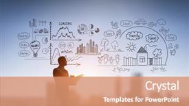  Presentation with sketching - Theme featuring 3d sketch - young man with back sketching background and a coral colored foreground