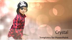  Presentation with pirate - Presentation design consisting of 3d skull - confident boy in pirate costume background and a lemonade colored foreground