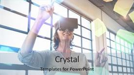  Presentation with general business - Colorful slide deck enhanced with 3d skull - digitally generated grey cubes floating backdrop and a light blue colored foreground