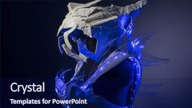  Presentation with led lights - Beautiful PPT theme featuring 3d skull - machine bionic armor with blue backdrop and a navy blue colored foreground
