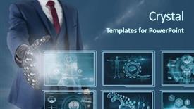  Presentation with medical robot - Slide set featuring 3d skull - man with 3d robot hand background and a  colored foreground