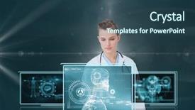  Presentation with medical - Presentation theme consisting of 3d skull - woman doctor interacting with medical background and a  colored foreground