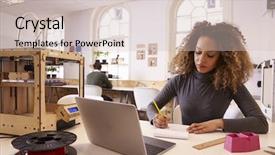  Presentation with studio - Beautiful theme featuring 3d small people - designer drawing sketch in 3d backdrop and a soft green colored foreground