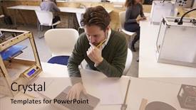  Presentation with engineering design and consultancy - Colorful slide set enhanced with 3d small people - designers working in 3d design backdrop and a coral colored foreground