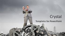  Presentation with power media - Presentation theme consisting of 3d small people - he is big boss background and a light gray colored foreground