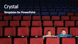  Presentation with movie theater hall of cinema - Slide set enhanced with 3d small people - two children in an empty background and a black colored foreground
