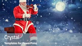  Presentation with santa claus holding scroll paper - PPT layouts with 3d smiling santa claus playing background and a seafoam green colored foreground