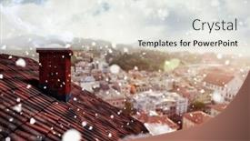  Presentation with falling snow - Amazing PPT layouts having 3d snow falling against city landscape backdrop and a white colored foreground