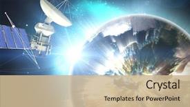  Presentation with solar satellite - PPT theme having 3d solar powered satellite background and a soft green colored foreground