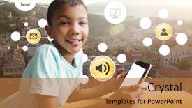  Presentation with speaker - Presentation theme featuring 3d speaker - digital composite of boy holding background and a coral colored foreground