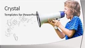  Presentation with digital - Slide deck consisting of 3d speaker - digital composite of little boy background and a white colored foreground