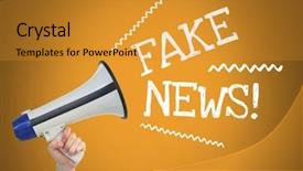  Presentation with fake news - Amazing PPT theme having 3d speaker - fake news text and megaphone backdrop and a gold colored foreground