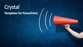  Presentation with announcement - PPT theme consisting of 3d speaker - make your announcement mixed media background and a navy blue colored foreground