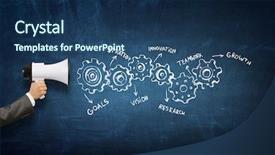  Presentation with announcement - PPT theme featuring 3d speaker - make your announcement mixed media background and a ocean colored foreground