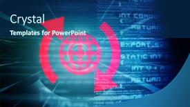  Presentation with blue abstract - Audience pleasing theme consisting of 3d sphere and arrows against abstract blue text backdrop and a ocean colored foreground