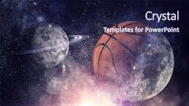  Presentation with basketball - Cool new PPT layouts with 3d sphere - basketball game concept mixed media backdrop and a navy blue colored foreground