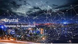  Presentation with communication - Beautiful theme featuring 3d structures - connection and communication concept 3d backdrop and a ocean colored foreground