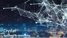  Presentation with connection - Beautiful slide deck featuring 3d structures - connection and communication concept 3d backdrop and a ocean colored foreground