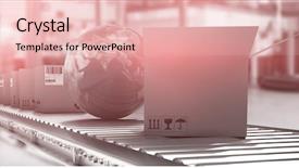  Presentation with belt conveyor - Beautiful presentation theme featuring 3d map - globe amidst cardboard boxes backdrop and a lemonade colored foreground