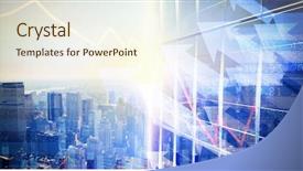  Presentation with shares - Theme featuring 3d stocks and shares against image of a city landscape on a sunny day background and a cream colored foreground