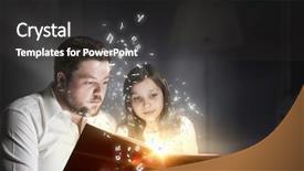  Presentation with once upon time - Colorful PPT layouts enhanced with 3d story book - once upon a time mixed backdrop and a dark gray colored foreground