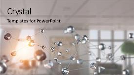  Presentation with media - Slide deck having 3d structures - connected lines background mixed media background and a light gray colored foreground