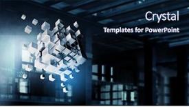  Presentation with cube - Beautiful theme featuring 3d structures - cube in modern office mixed backdrop and a navy blue colored foreground