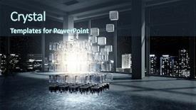  Presentation with cube - Amazing presentation design having 3d structures - cube in modern office backdrop and a tawny brown colored foreground