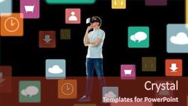  Presentation with augmented reality - Audience pleasing theme consisting of 3d glasses thinking with menu backdrop and a tawny brown colored foreground