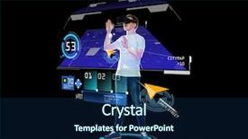  Presentation with augmented reality - Beautiful theme featuring 3d technology augmented reality gaming backdrop and a navy blue colored foreground