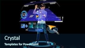  Presentation with augmented reality - Audience pleasing slide deck consisting of 3d technology augmented reality gaming backdrop and a navy blue colored foreground