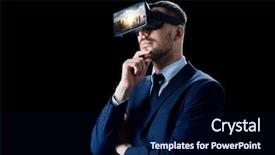  Presentation with virtual technology - Audience pleasing PPT layouts consisting of 3d technology virtual reality cyberspace backdrop and a navy blue colored foreground
