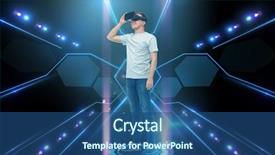  Presentation with virtual technology - Audience pleasing presentation theme consisting of game virturality - 3d technology virtual reality cyberspace backdrop and a ocean colored foreground