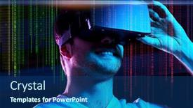  Presentation with virtual technology - Presentation design having 3d-technology-virtual-reality-entertainment background and a ocean colored foreground