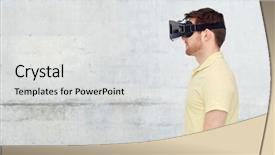  Presentation with virtual reality physical therapy - PPT theme with 3d technology virtual reality entertainment background and a light gray colored foreground