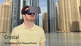  Presentation with virtual technology - Colorful presentation enhanced with 3d technology virtual reality entertainment backdrop and a lemonade colored foreground